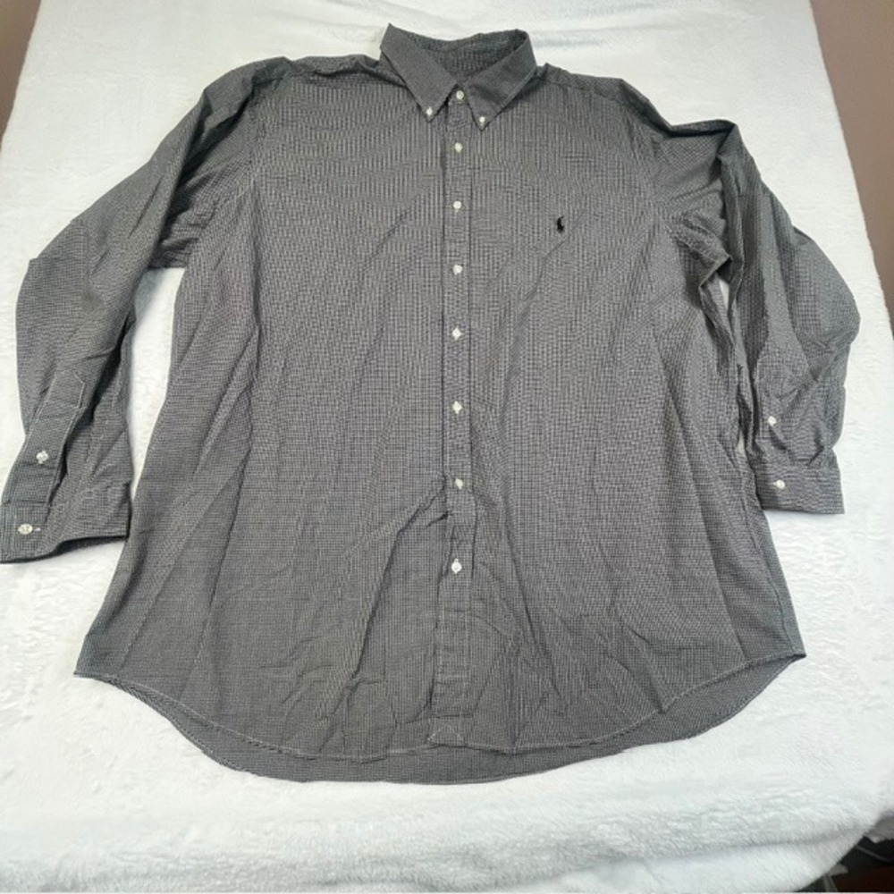 Polo Ralph Lauren Mens 3XLT Gingham Black White Long Sleeve Button Down Tall